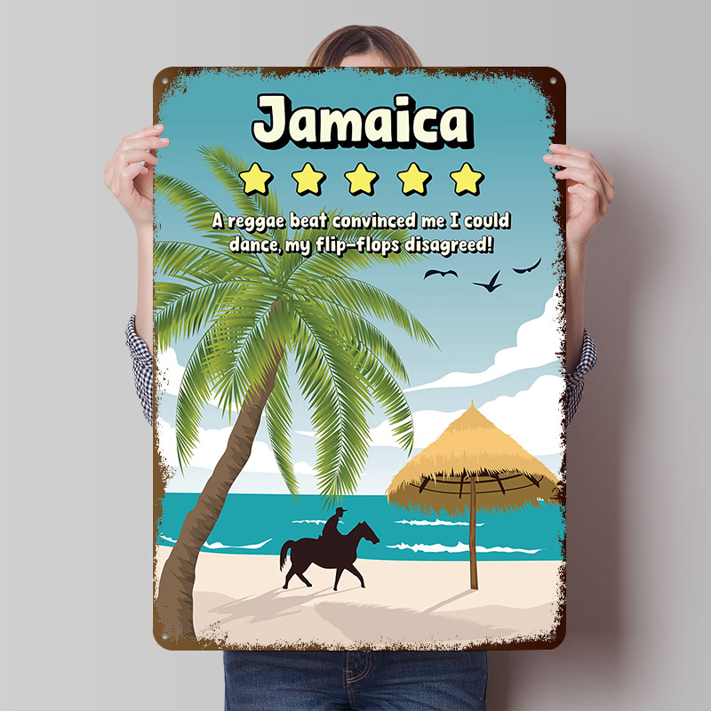 Travel Accessories For Jamaica - ジャマイカ面白いレビュー旅行メタルポスターカスタムウォールアートレトロヴィンテージブリキ看板男性用洞窟バーアクセサリーオフィス装飾