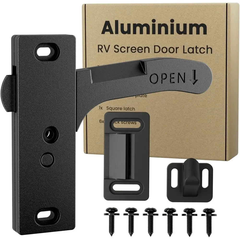 Travel Accessories Us - Safoner アルミニウム RV スクリーンドアラッチ右ハンドル交換キット 旅行用トレーラー、キャンピングカー、モーターホーム用 -