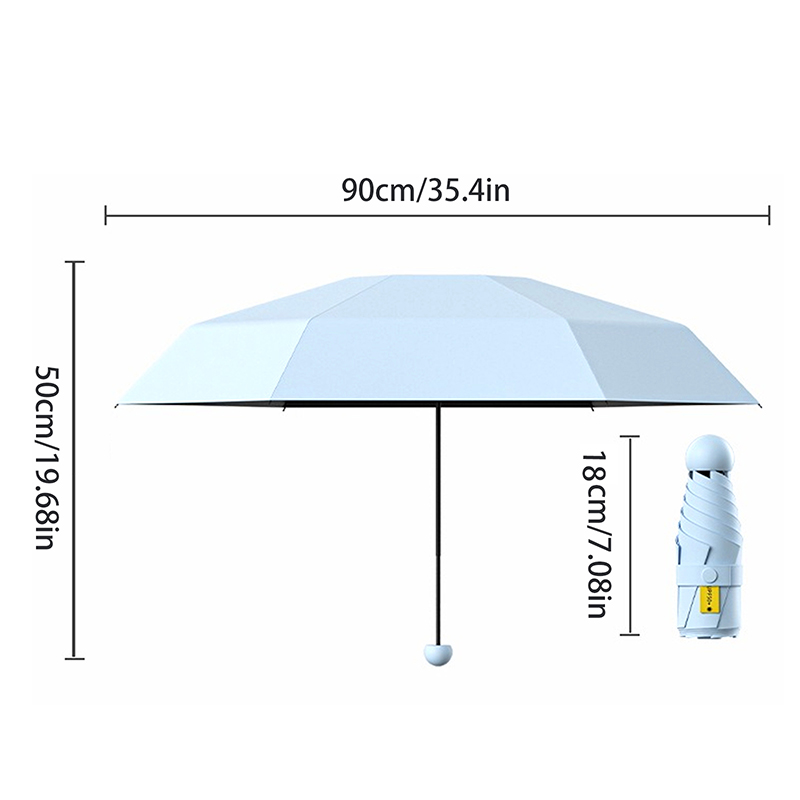 Travel Umbrella Compact - 5つ折り超軽量日傘 プロテブル手動コンパクトトラベルミニ傘 UV保護カプセル傘