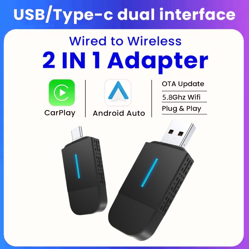 Travel Plug Type C - ANYFAR デュアルインターフェース ワイヤレスCarPlay Android Auto ワイヤレスUSB