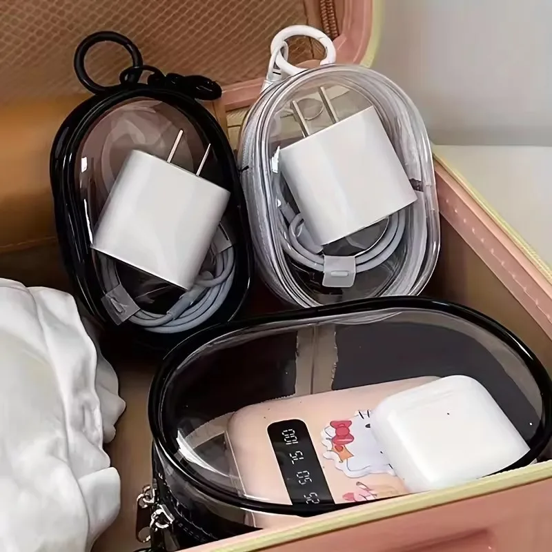 Cable Organizer Travel - ポータブルミニクリアジッパー収納バッグキーホルダー漫画人形子供用おもちゃミステリーボックスイヤホン充電器用ケーブルオーガナイザーバッグ