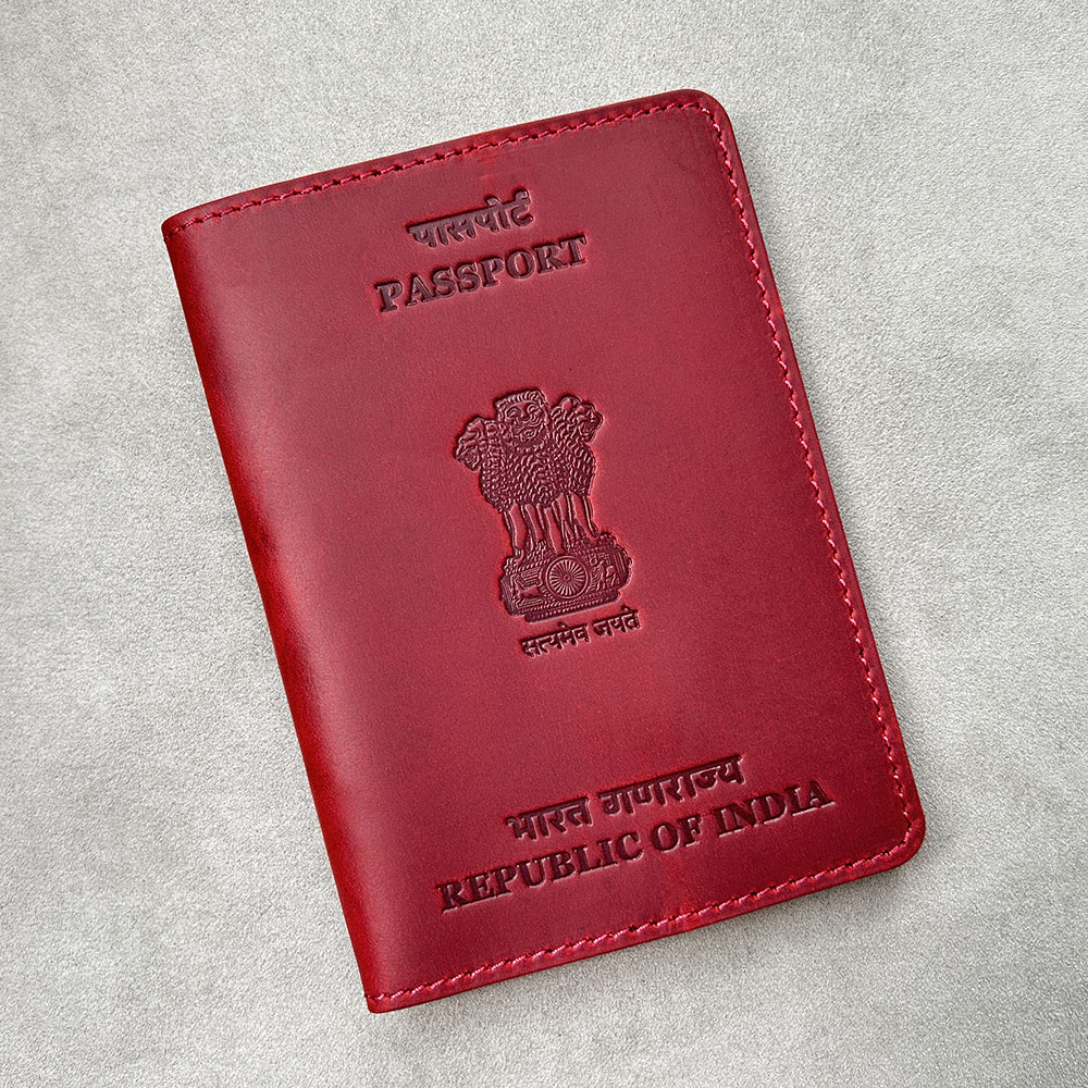 Travel Accessories India - 本革のパスポートカバー,パスポートホルダー,写真ケース,インド,最高,クレイジーホース,インドサイズ