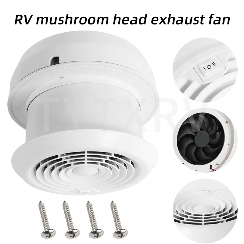 Travel Accessories Us - RVアクセサリー DC12V/24V 強風 マッシュルームヘッド ルーフベント 丸型排気ファン
