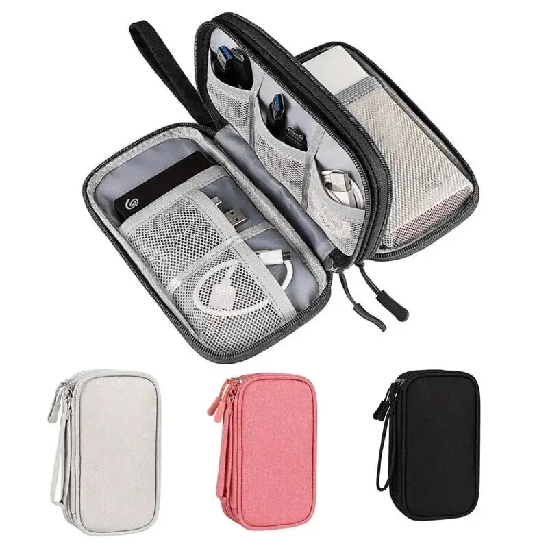 Cable Organizer Travel - 1 個グレー/ブラック/ピンク/ネイビー新しいトラベルオーガナイザーバッグケーブル収納オーガナイザーポーチキャリーケースポータブル二層収納バッグ