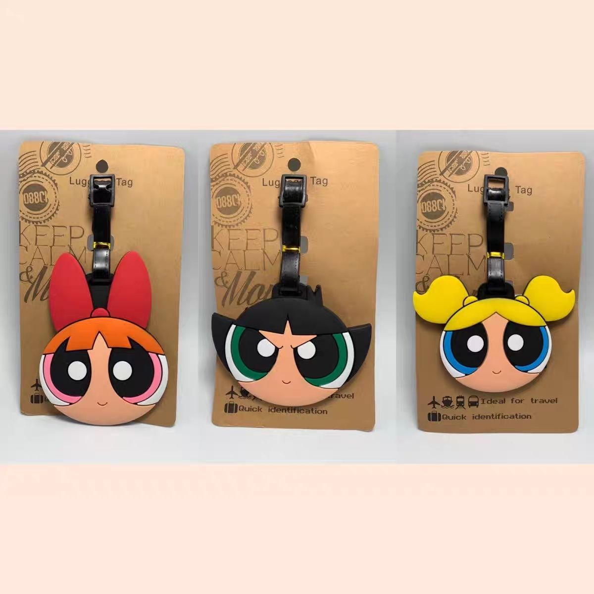 Travel Accessories Sale - アニメパワーパフガールズバッグペンダントかわいい漫画風荷物タグキュートな荷物ペンダントDIYチェックイン紛失防止トラベルホリデーギフト