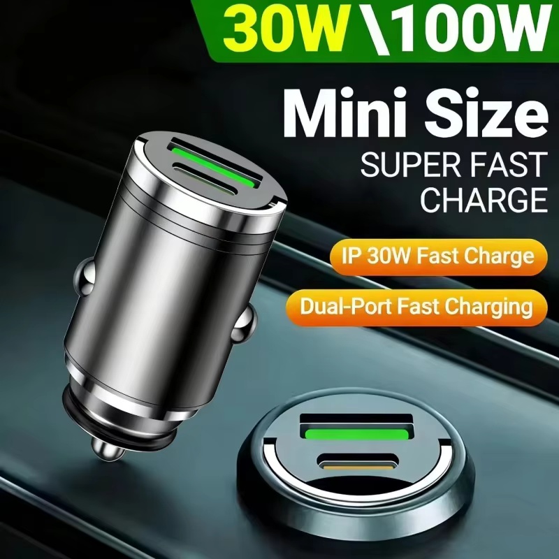 Travel Plug Type C - 100W PD USBカーチャージャー、ライター型急速充電器、iPhone QC3.0 USB Type