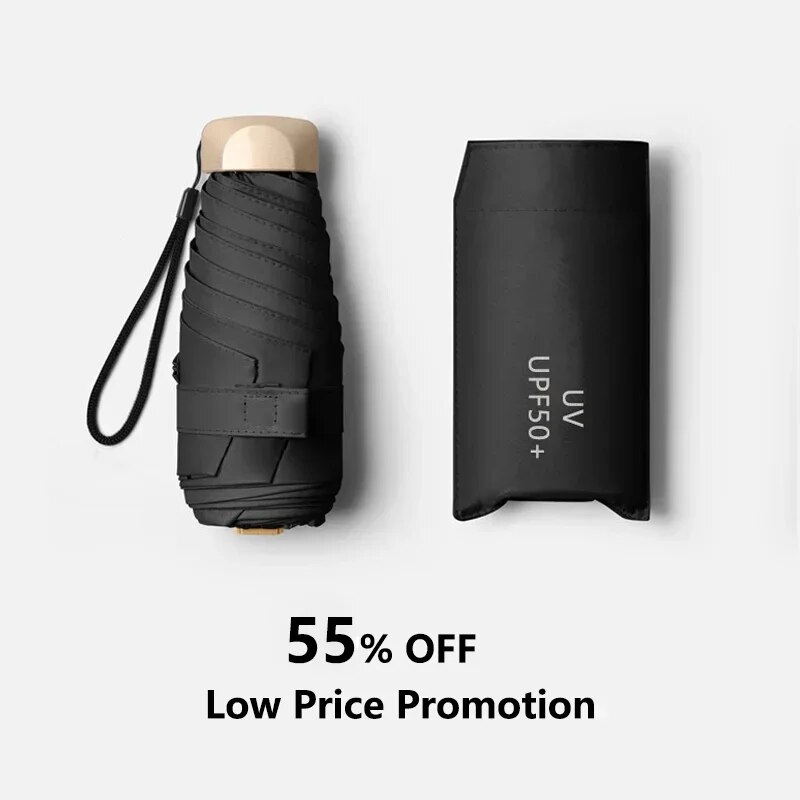 Travel Umbrella Compact - 1Pc 55% オフミニ日傘ポケット雨傘ビニール折りたたみ UV 紫外線保護サンシェードポケットパラソルカプセル