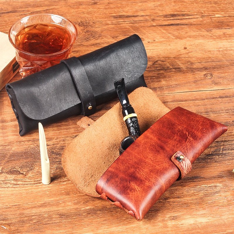 Travel Accessories Pouch For Men - ヴィンテージ牛革パイプバッグハンドヘルドタバコパイプ収納ポーチ男性ポータブル喫煙アクセサリー旅行キャリーオーガナイザー