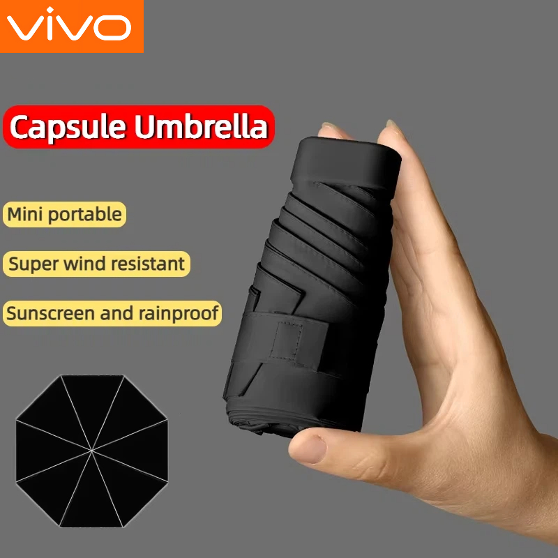 Travel Umbrella Compact - VIVO 超コンパクトミニ傘 ブラックコーティング付き ポータブルポケット日傘兼雨傘 軽量旅行傘 女性男性用
