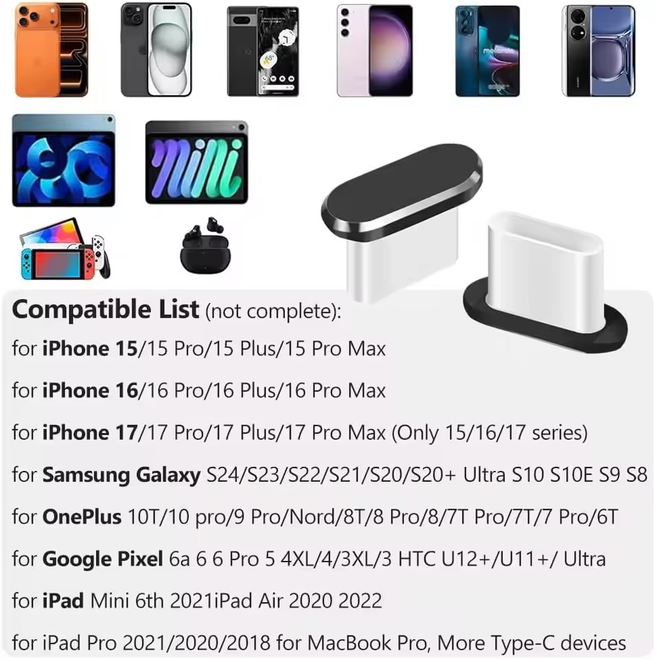 4個入りUSB Cダストプラグ、クリーニングブラシ付き、防塵 - Travel Plug Type C のレビューと価格