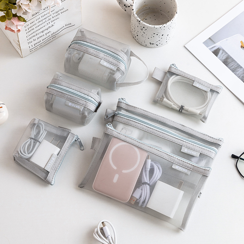 透明メッシュデータケーブル収納バッグデスクトップ収納バッグコ - Cable Organizer Travel のレビューと価格
