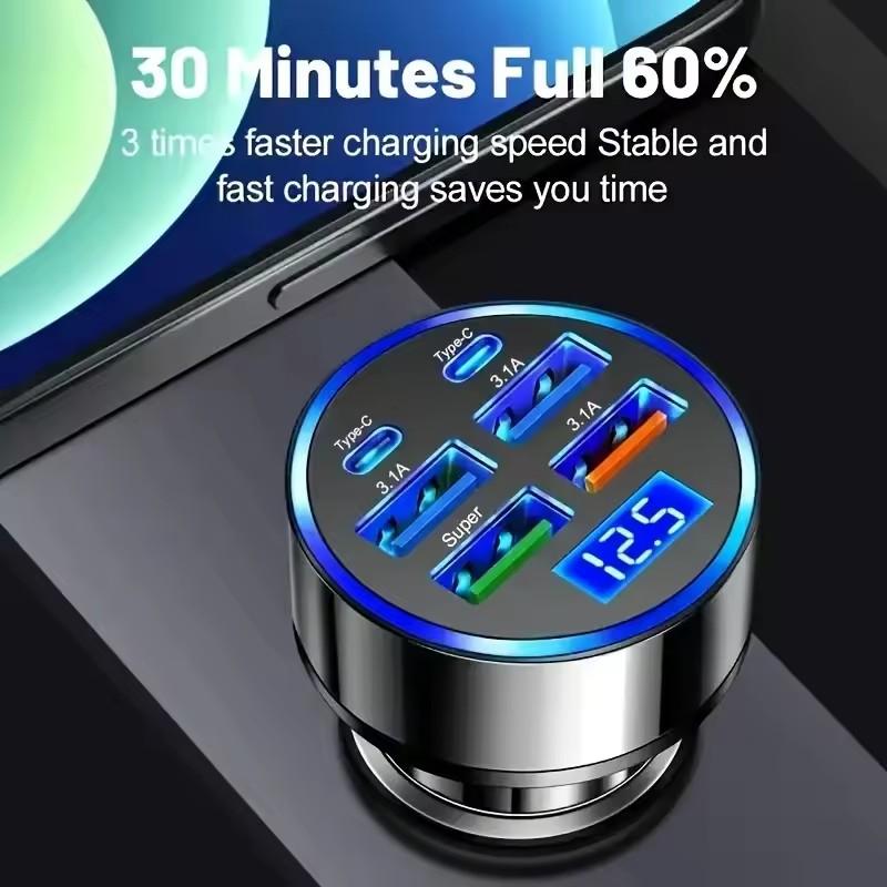 300W PDカーチャージャー 6ポート急速充電 QC3.0 - Travel Plug Type C のレビューと価格