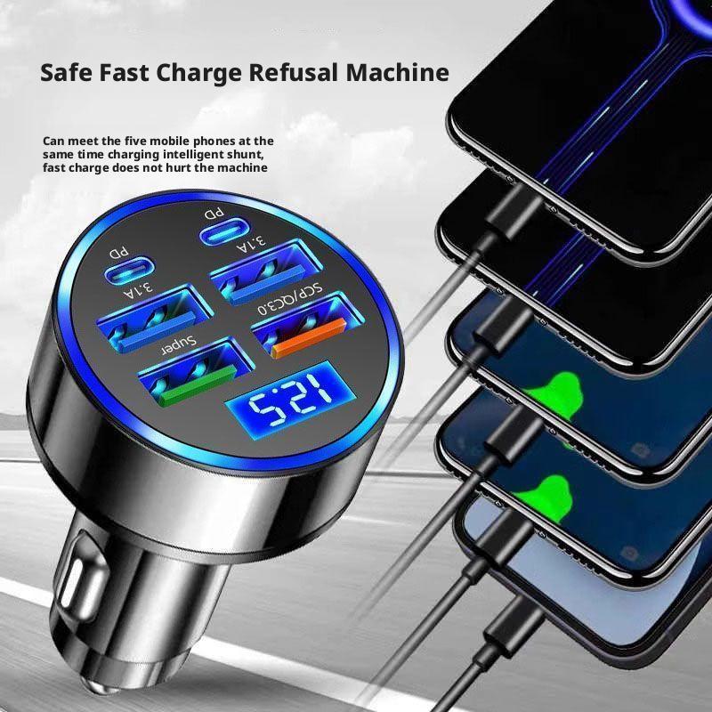 300W PDカーチャージャー 6ポート急速充電 QC3.0 - Travel Plug Type C のレビューと価格
