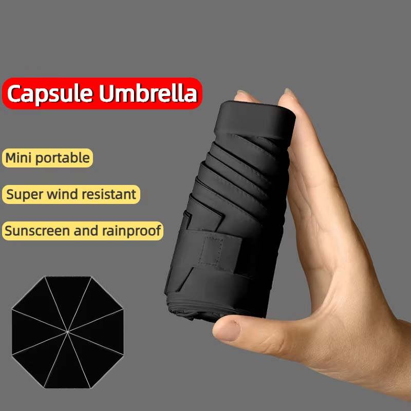 超コンパクトミニ傘 ブラックコーティング付き ポータブルポケ - Travel Umbrella Compact のレビューと価格
