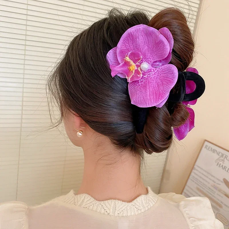 女性用バタフライオーキッドヘアクロー,ボヘミアンクリップ,花 - Travel Accessories Sale のレビューと価格