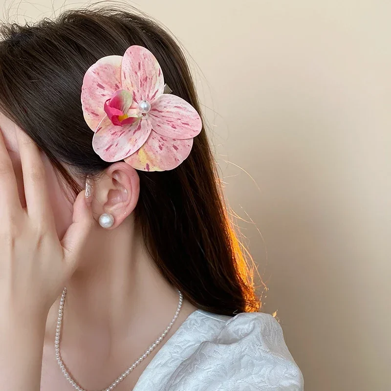 女性用バタフライオーキッドヘアクロー,ボヘミアンクリップ,花 - Travel Accessories Sale のレビューと価格