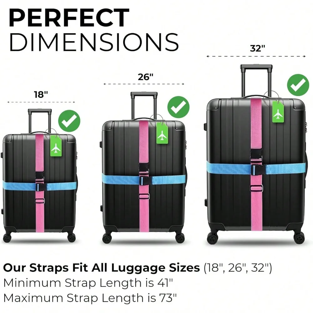 荷物ストラップセット 荷物タグ付き 複数の色の荷物ストラップ - Travel Accessories Sale のレビューと価格