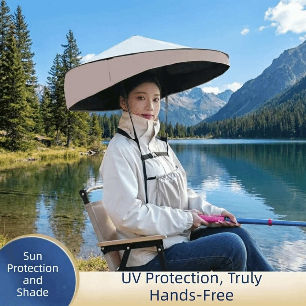 旅行用ナイロンハンズフリー傘帽子、雨よけポンジー素材日よけキ - Travel Umbrella Compact のレビューと価格
