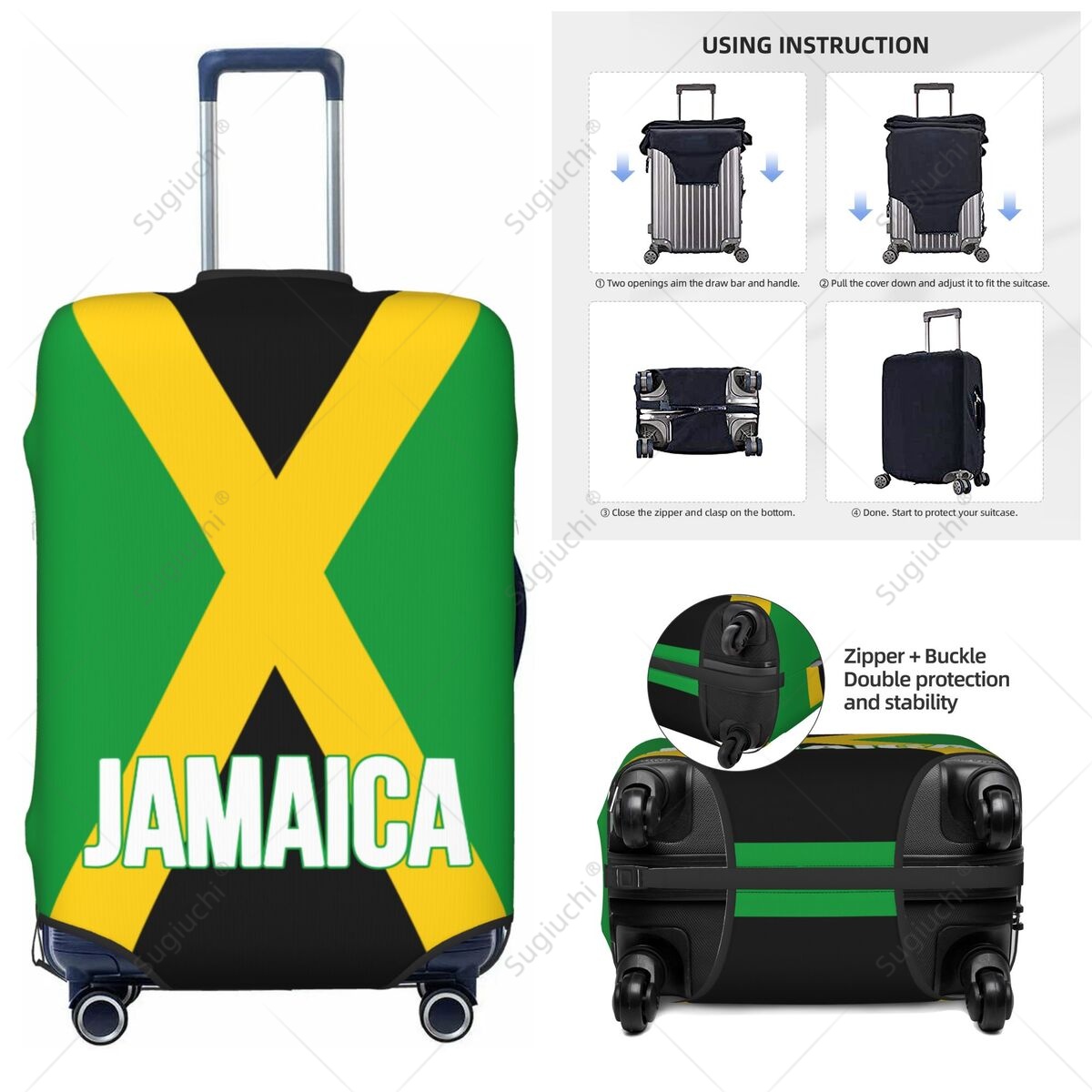 ジャマイカ国旗荷物カバースーツケース弾性ダストケーストラベル - Travel Accessories For Jamaica のレビューと価格
