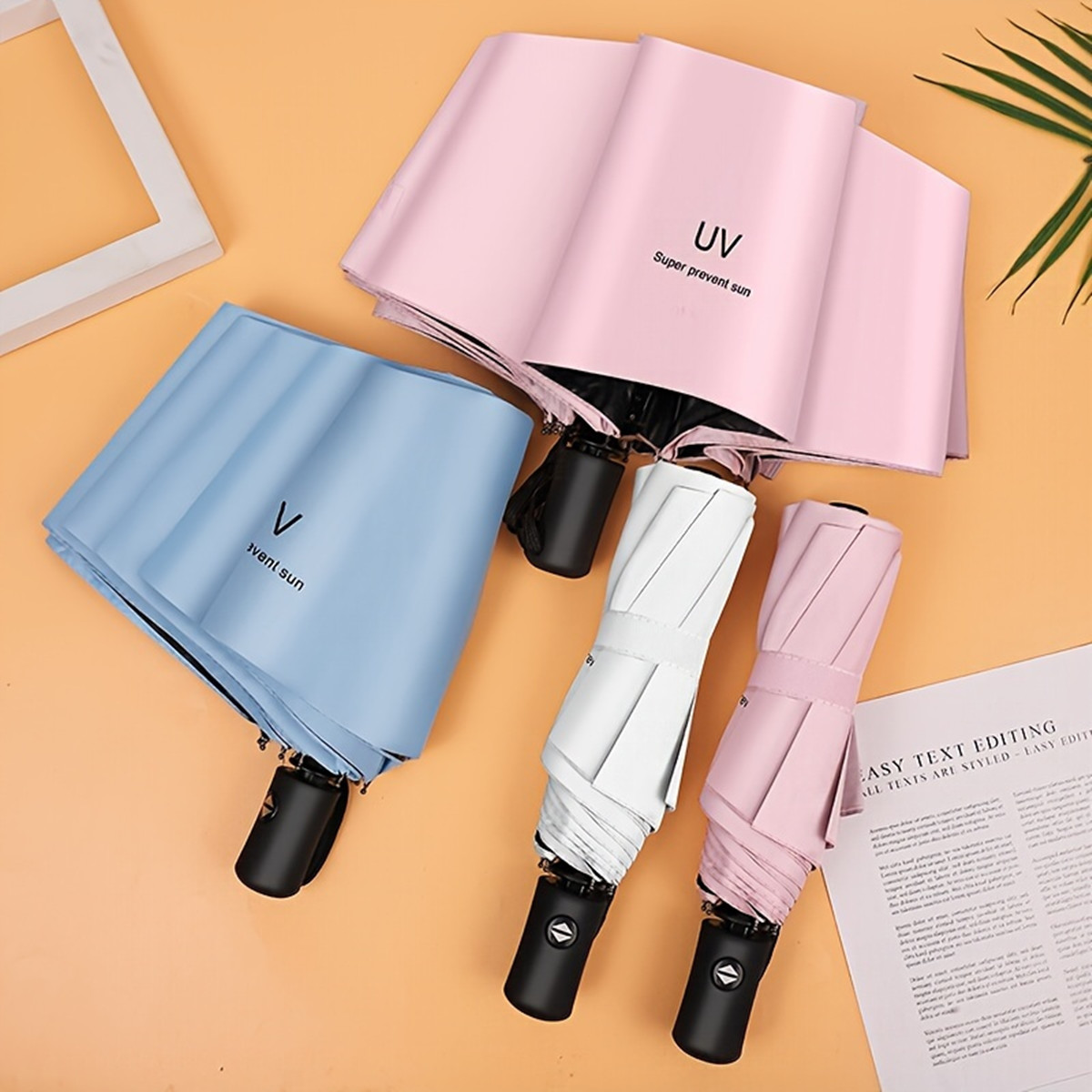 8本骨特大ソリッドカラー自動開閉傘 - 耐久性、防水性、軽量 - Travel Umbrella Compact のレビューと価格