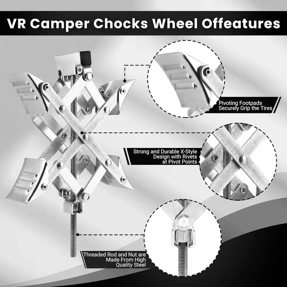 X型RVホイールチョック 3.25インチから10.5インチの - Travel Accessories Us のレビューと価格
