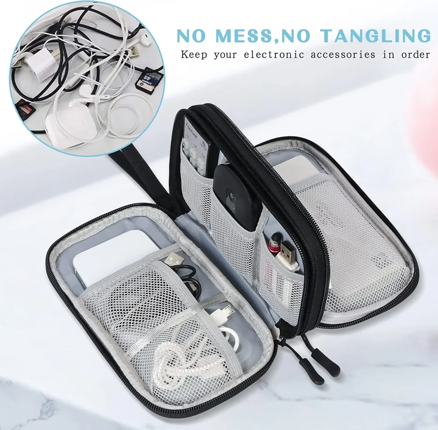 トラベルケーブルバッグ ポータブルデジタル収納ポーチ 充電器 - Cable Organizer Travel のレビューと価格