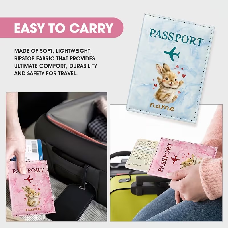 カスタムネームのかわいいウサギのイラストデザインのPUパスポ - Travel Accessories Present のレビューと価格