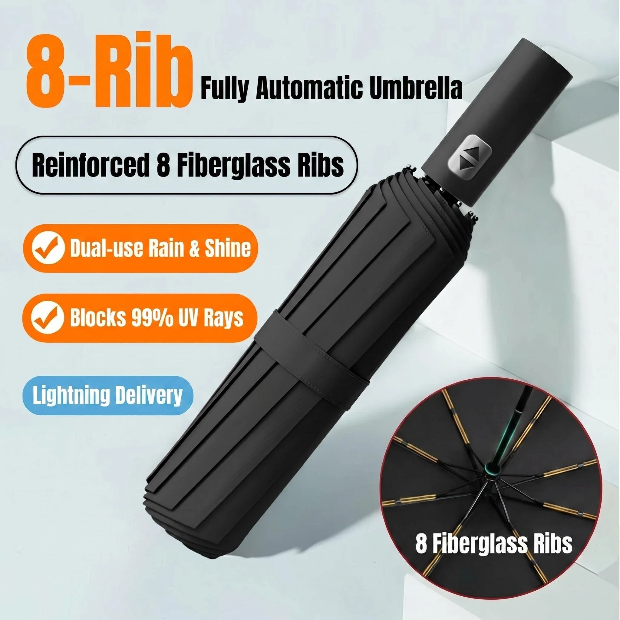 傘 全自動 厚く大型化 強化折りたたみ傘 日よけ・雨よけ傘  - Travel Umbrella Compact のレビューと価格